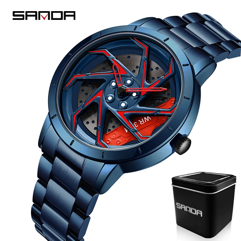 watch 
rim
wheel
dial
time
clock
spin
rotation
brakes
car
truck
suv
stainless
black
silver
green
red
leather